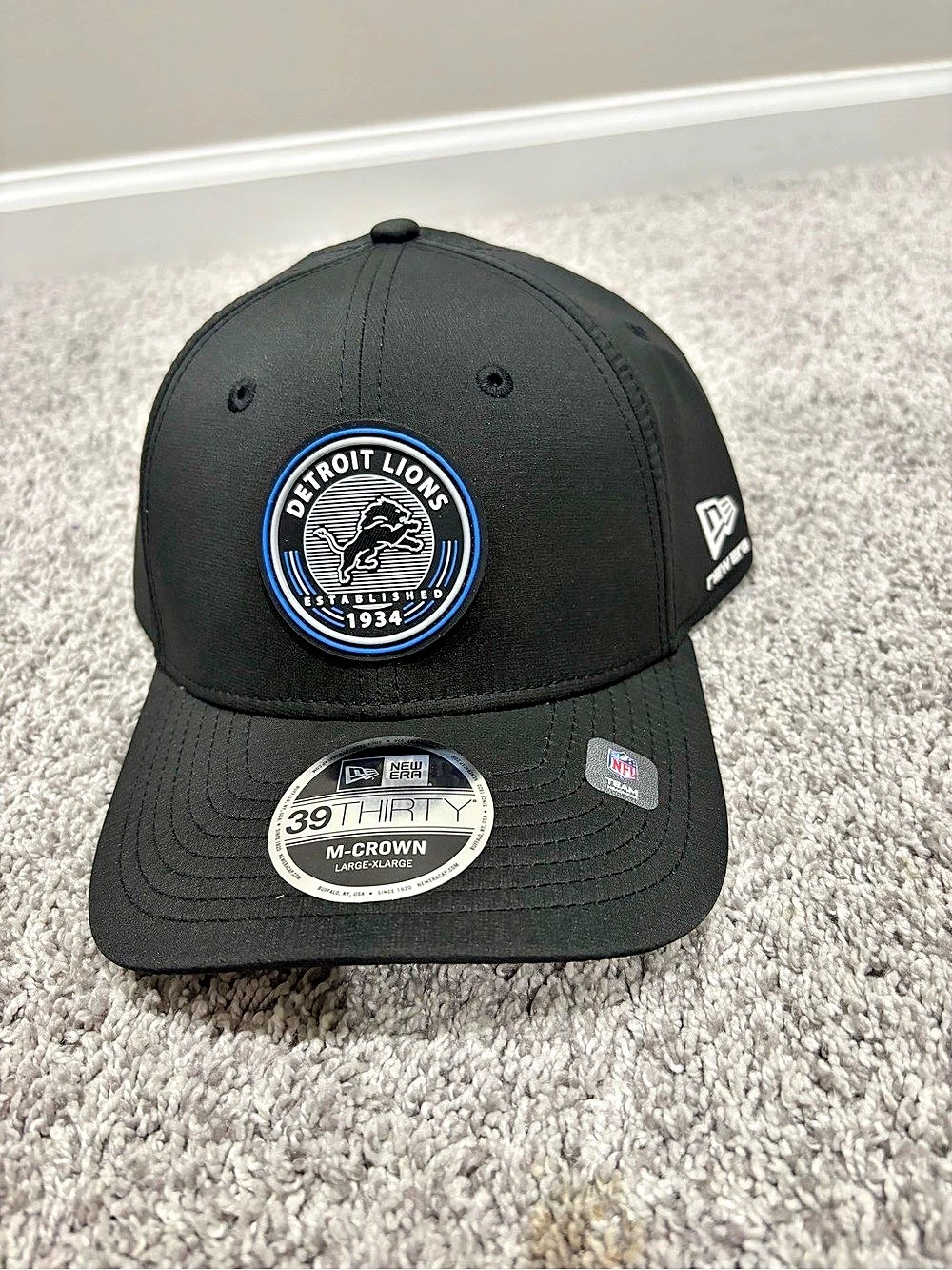 New Era Detroit Lions New Era Sideline 39THIRTY M-Crown Flex Hat Sideline Black
